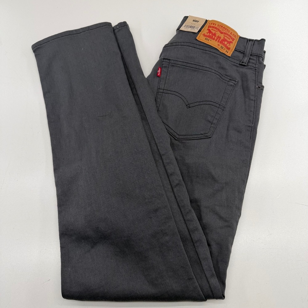 Levis 511 Slim Fit Stretch Pants Mens 32x34 Charcoal Gray Twill 045112272 NEW
